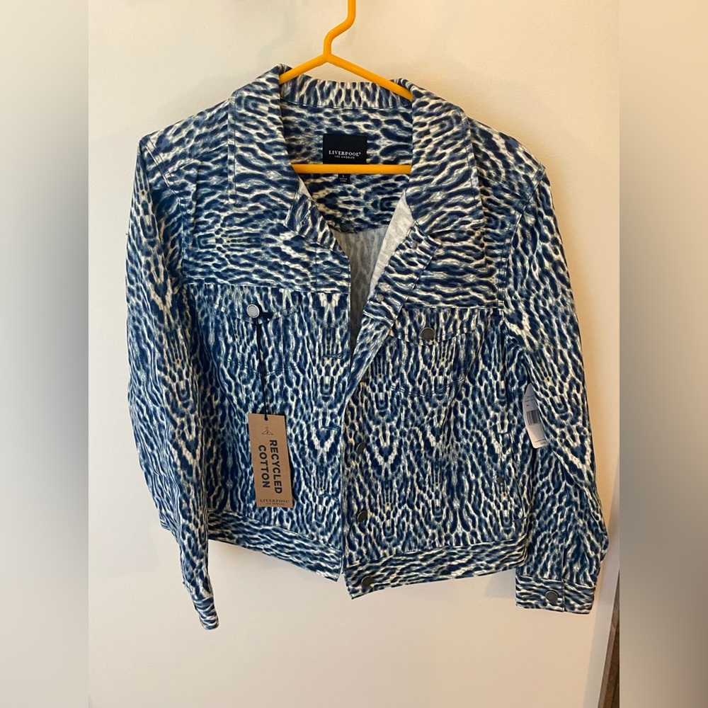 NWT Liverpool Animal Print Denim Jacket